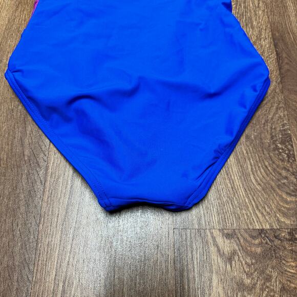 Lands End Womens Blue Purple Color Block Cut Out One Piece Swim Suit Size 2 NEW - Picture 5 of 7